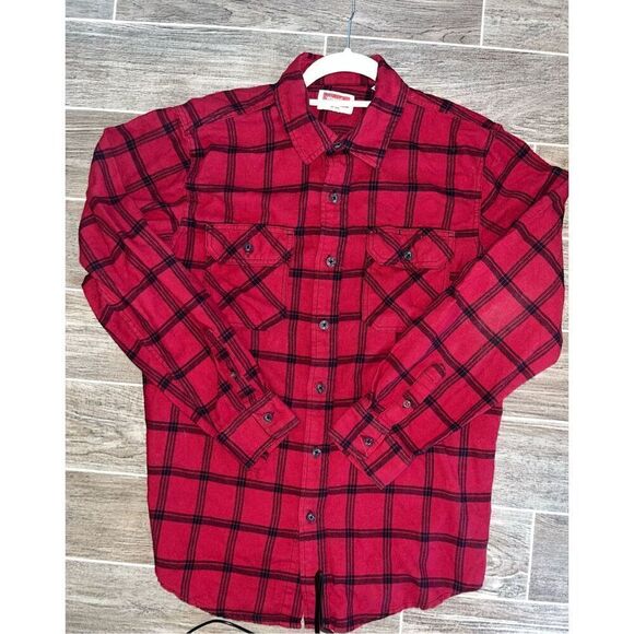 Red Plaid! Wrangler red plaid shirt sz med long sleeve - Picture 6 of 16